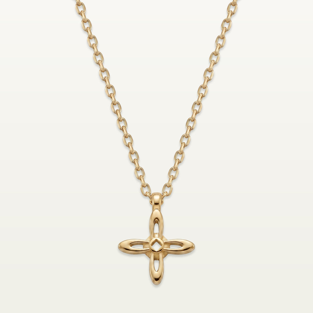 Ovis & Co. Celestial Kette Gold – Edelstahlkette mit filigranem Kreuz-Anhänger, langlebige Veredelung, designed in Frankfurt