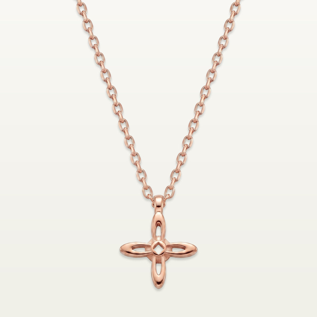 Ovis & Co. Celestial Kette Roségold – Edelstahlkette mit filigranem Kreuz-Anhänger, langlebige Veredelung, designed in Frankfurt