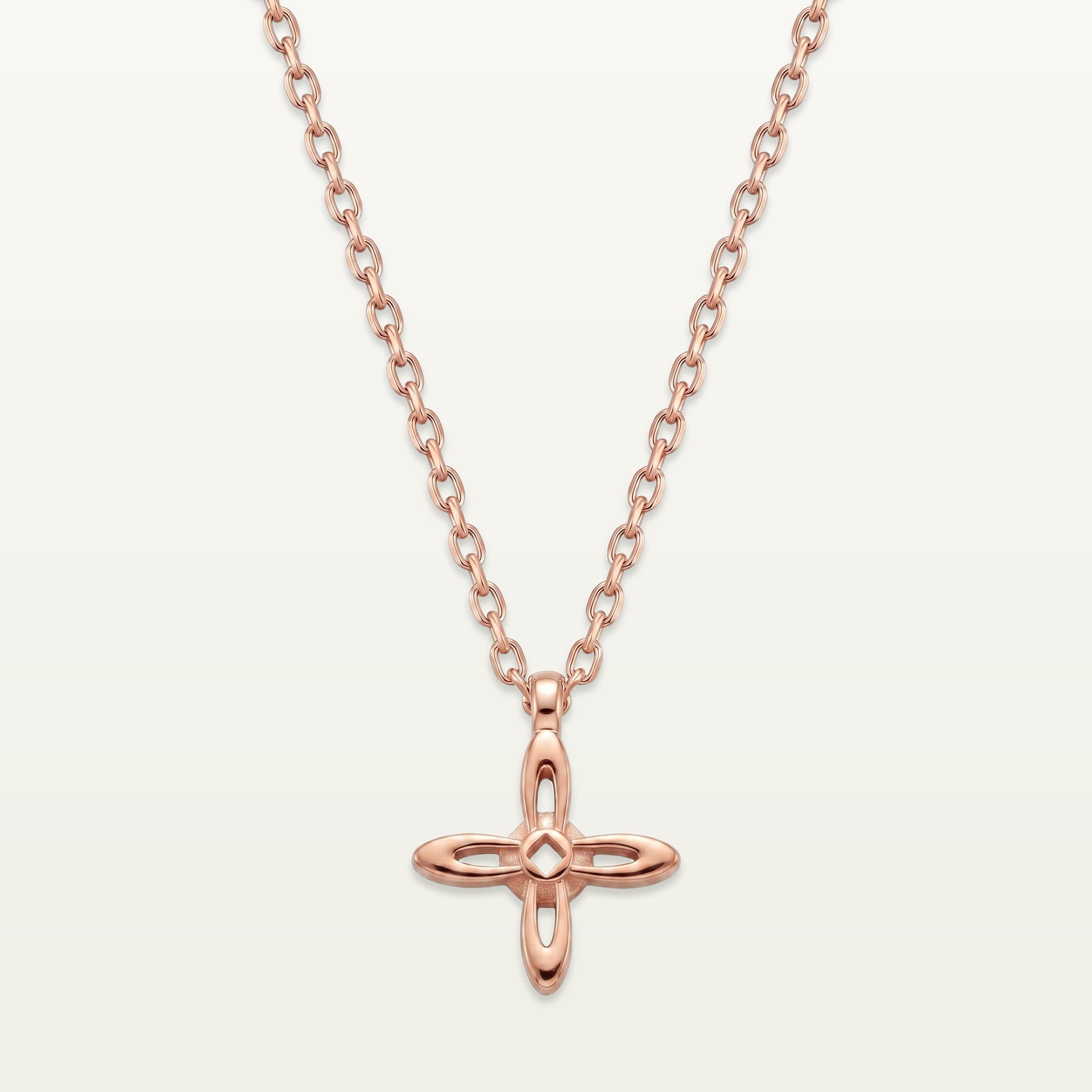Ovis & Co. Celestial Kette Roségold – Edelstahlkette mit filigranem Kreuz-Anhänger, langlebige Veredelung, designed in Frankfurt