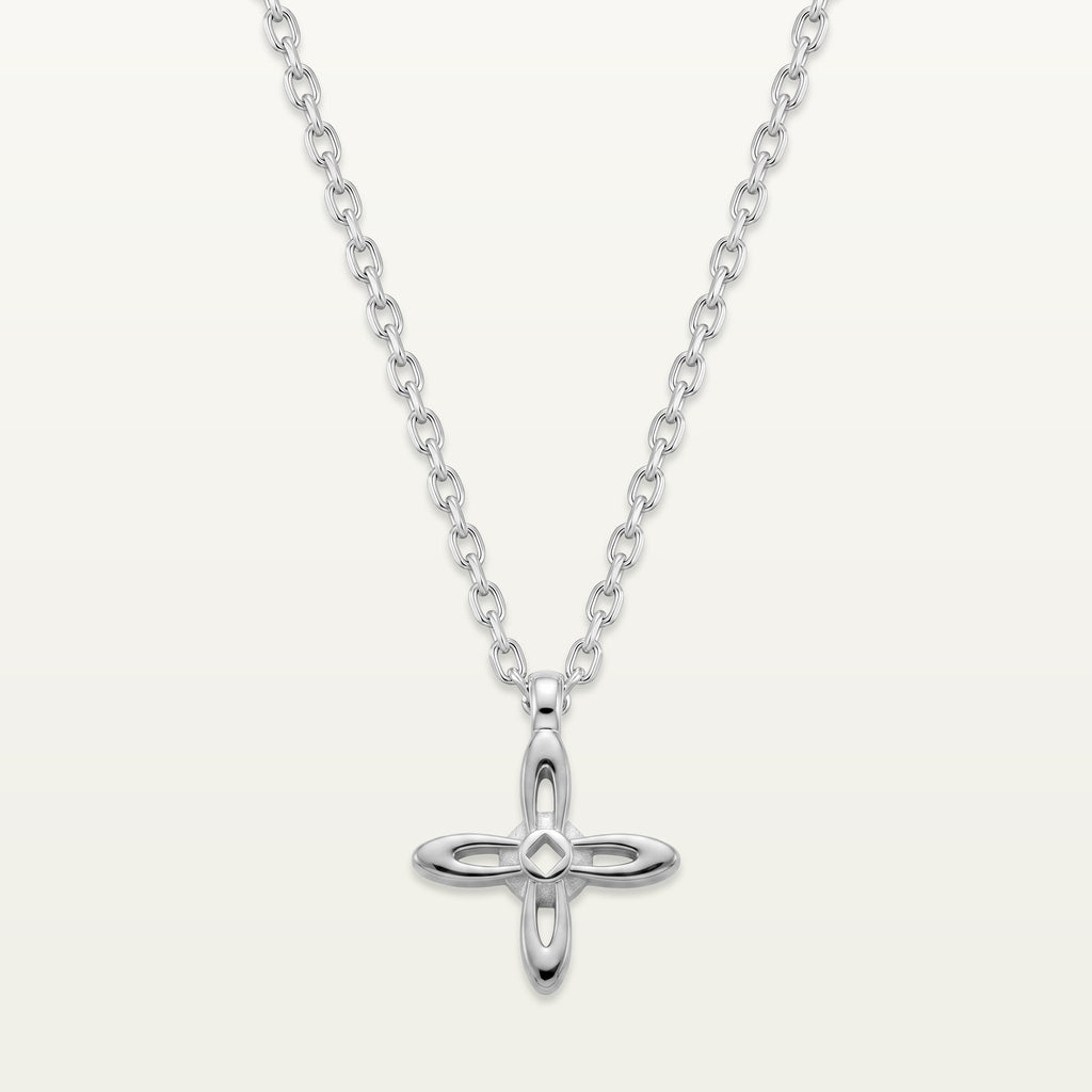 Ovis & Co. Celestial Kette Silber – Edelstahlkette mit filigranem Kreuz-Anhänger, designed in Frankfurt