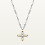 Ovis & Co. Celestial Kette Two-Tone – Edelstahlkette mit filigranem Kreuz-Anhänger in Silber und Gold, designed in Frankfurt