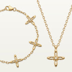 Ovis & Co. Celestial Set Gold – Edelstahl-Armband mit 5 Anhängern und Kette mit 1 Anhänger im Matching-Look, langlebige Veredelung, designed in Frankfurt